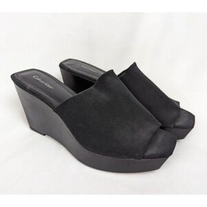 CALVIN KLEIN Sanika Vintage 90s y2k 9m Black Elastic Band Platform Wedge Heels